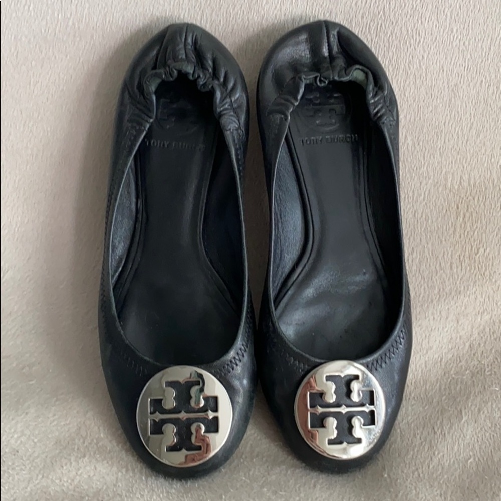 Tory Burch Flats with Silver Emblem